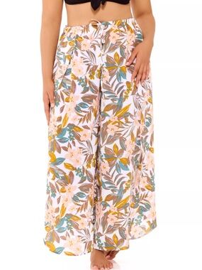 Freshwater Floral Side Slit Swim Cover Up Pants